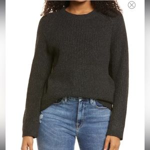 NWT BP. Plaited Stitch Recycled Blend Crewneck Sweater In Black Size M